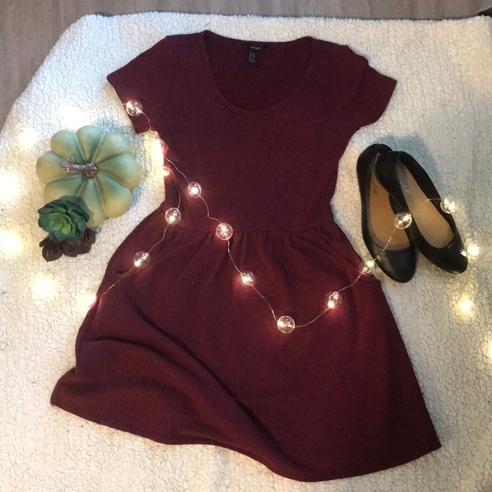 F21 Dress in Wine with Pockets!